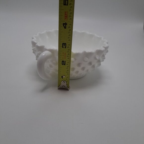 Fenton Milk Glass Hobnail Double Handled Nut Bowl - Picture 8 of 8